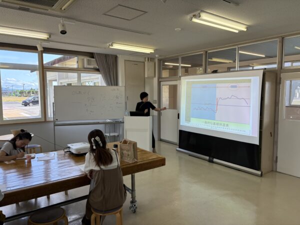 中医学講師・王愛延先生による妊活セミナー講義風景。基礎体温の重要性を解説中