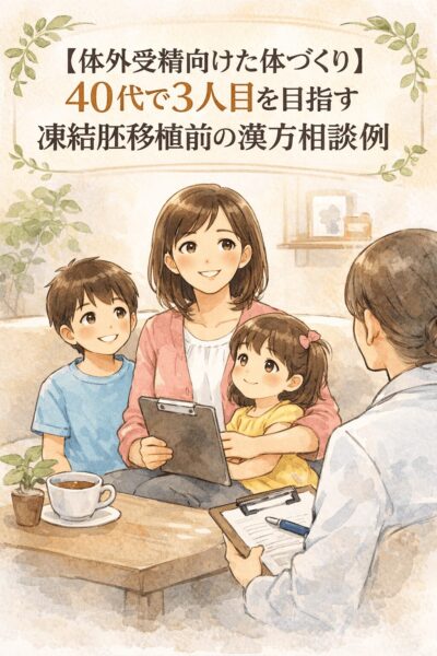 40代で3人目を目指し体外受精と凍結胚移植に向けて体調を整える妊活相談のイメージイラスト
