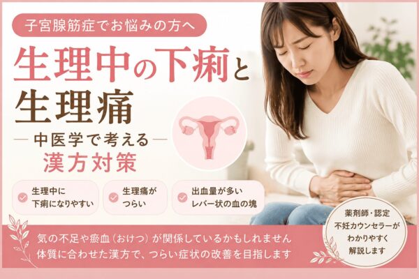 子宮腺筋症による生理中の下痢と生理痛を中医学の視点から解説した漢方対策のイメージ
