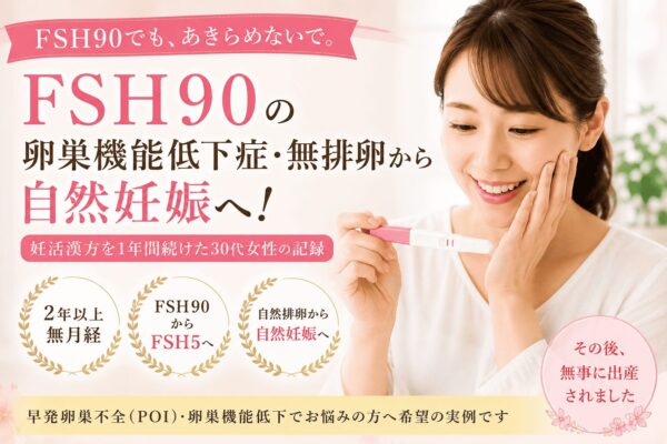 FSH90・早発卵巣不全（POI）で2年以上無月経だった30代女性が自然妊娠した妊活漢方相談症例
